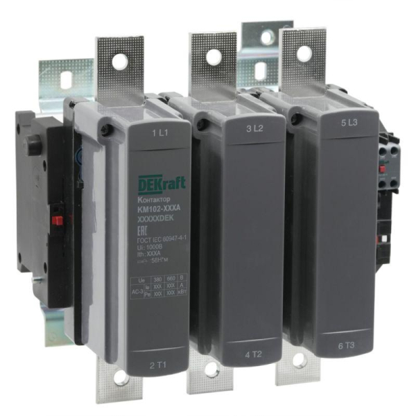 Контактор 800А 110В АС АС3 АС4 1НО+1НЗ КМ-102 DEKraft 21957DEK