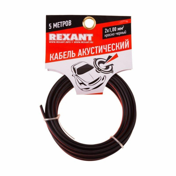 Кабель Stereo 2х1.00 красн./черн. (уп.5м) Rexant 01-6105-3-05