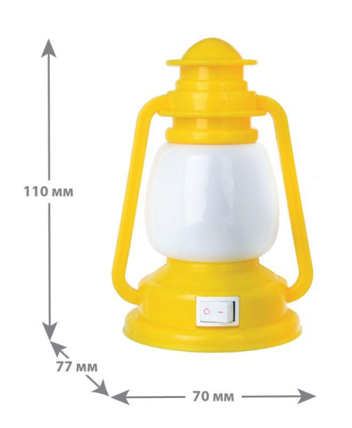 Светильник светодиодный NL-171 "Фонарик" 220В ночник с выкл. желт. Camelion 12527