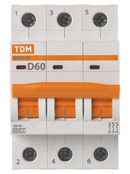 Авт. выкл. ВА47-60 3Р 63А 6кА х-ка D TDM