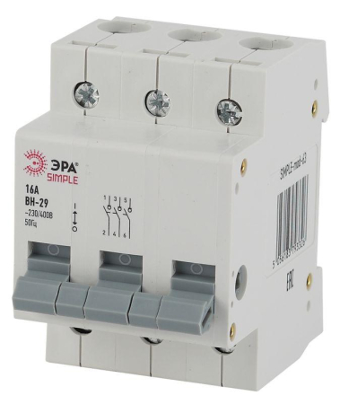 Выключатель нагрузки 3п 16А ВН-29 SIMPLE-mod-63 ЭРА Б0039253