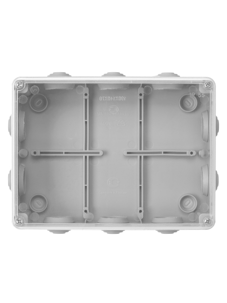 Распаячная коробка ОП 190х140х70мм, прозрач. крышка, IP55, 10 гермовводов, инд. штрихкод, TDM