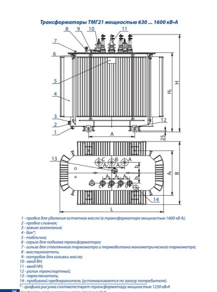 Трансформатор ТМГ21 630/10/0.4 Д/Ун-11 УХЛ1 Минский ЭТЗ