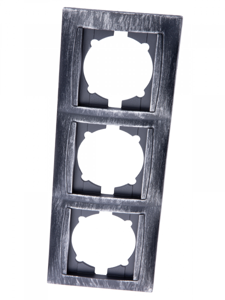 Рамка 3-х постовая горизонтальная старинное серебро "Лама" TDM