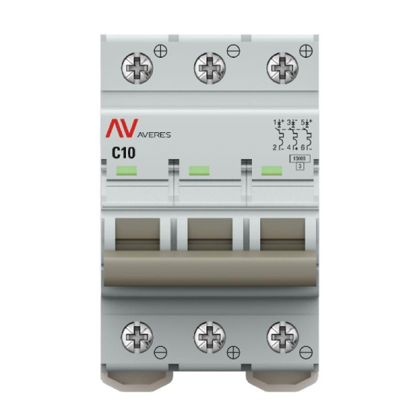 Выключатель автоматический 3п C 10А 10кА AV-10 DC AVERES EKF mcb10-DC-3-10C-av