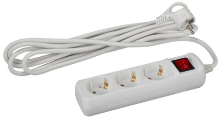 Удлинитель 3х3м с заземл. 16А IP20 U-3es-3m-3х1 ПВС 3х1 с выкл. Эра Б0028378