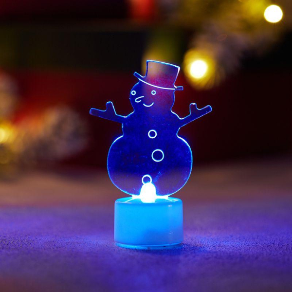 Фигура светодиодная "Снеговик в шляпе" 10см 1LED RGB 0.1Вт 4.5В IP20 на подставке элементы питания 3хAG13(LR44) (в компл.) Neon-Night 501-043