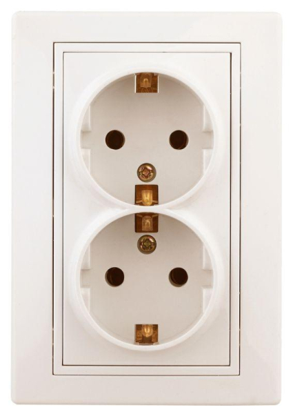 Розетка СП Plano 2х2P+E Schuko 1-205-02 16А-250В IP20 сл. кость Intro Б0027616