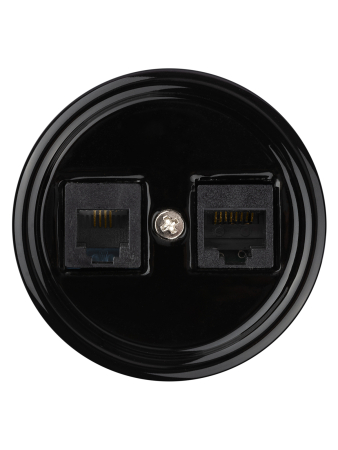 Розетка телефонная RJ11 + компьютерная RJ45 черная «Болонь» TDM