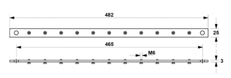 Шина заземления 19дюймов 482мм TGRD-19 медн. Hyperline 29826