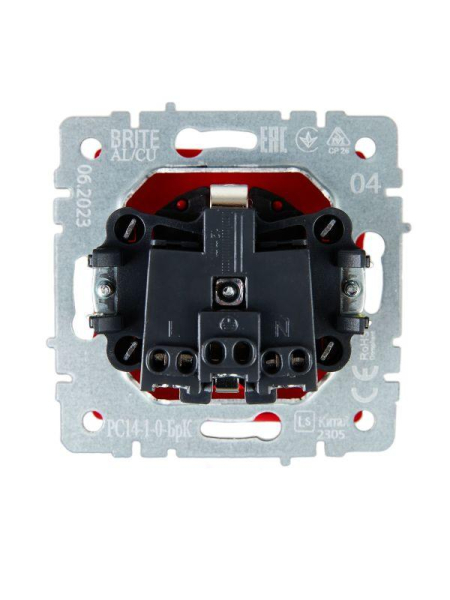 Розетка BRITE РС14-1-0-БрК 16А с заземл. защ. шторки красн. IEK BR-R14-16-K04