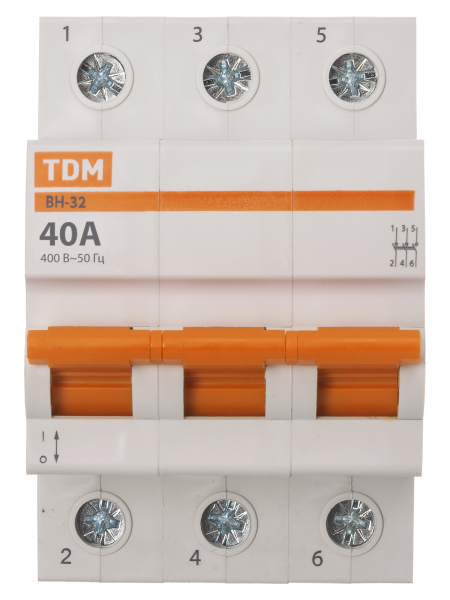 Выключатель нагрузки (мини-рубильник) ВН-32 3P 40A Home Use TDM