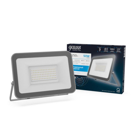 Прожектор светодиодный Qplus 50Вт 6500К 4250лм IP65 графит. сер. 1/10 Gauss 690511350