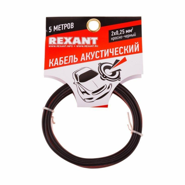 Кабель Stereo 2х0.25 красн./черн. (уп.5м) Rexant 01-6101-3-05