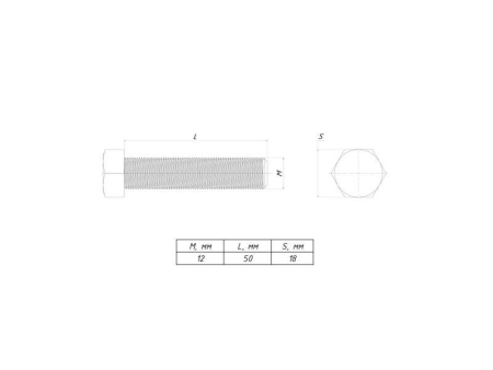 Болт с шестигранной головкой М12х50 TDZ (уп.50шт) EKF b6grm12x50-TDZ