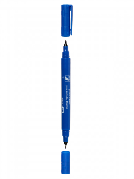 Маркер перманентный двухсторонний 0,4/1 мм, синий (пакет) круглый наконечник TDM