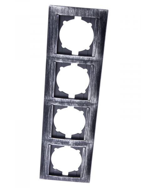Рамка 4-х постовая горизонтальная старинное серебро "Лама" TDM