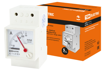 Амперметр А45Д  200/5А-1,5 (DIN-рейка) TDM
