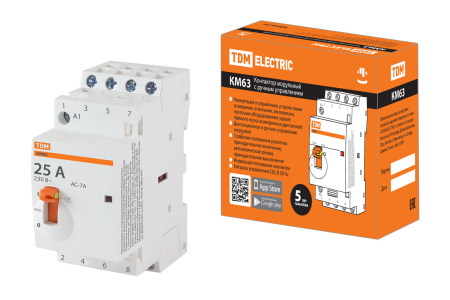 Контактор модульный с ручным управлением КМ63/4-25 4НО 230В АС TDM