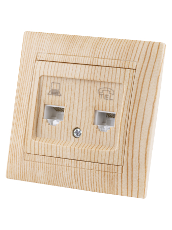 Розетка телефонная RJ11 + компьютерная RJ45 сосна "Лама" TDM