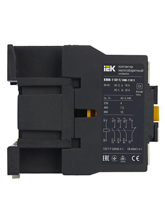 Контактор КМИ-11811 18А 230В/АС3 1НЗ IEK KKM11-018-230-01