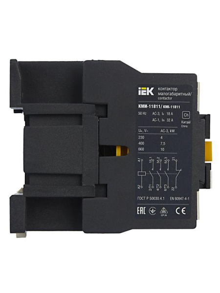 Контактор КМИ-11811 18А 230В/АС3 1НЗ IEK KKM11-018-230-01