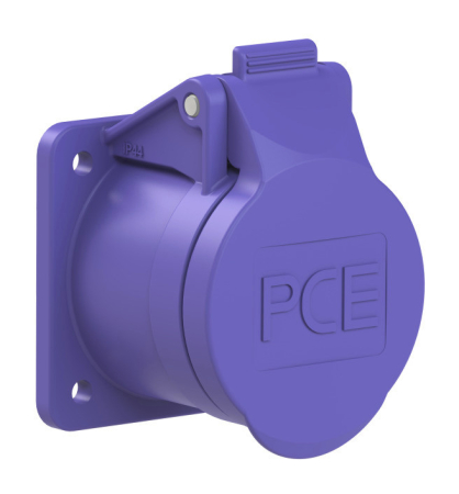 372f4v PCE Розетка встраиваемая 32А/24V/2P/IP44, фланец 55х55, никелированные контакты