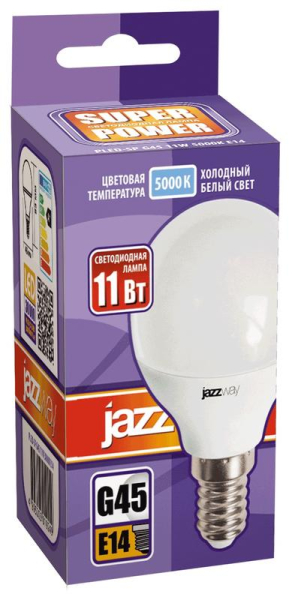 Лампа светодиодная PLED- SP G45 11Вт E14 5000К 230/50 JazzWay 5019300