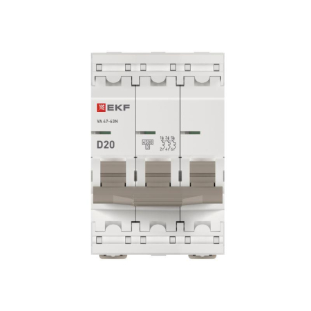 Выключатель автоматический 3п D 20А 4.5кА ВА 47-63N PROxima EKF M634320D