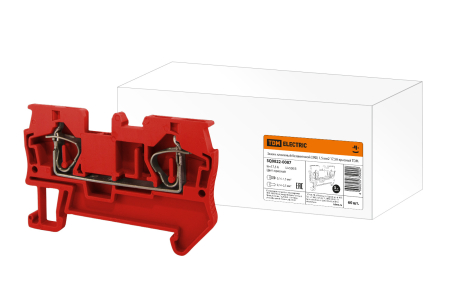 Зажим клеммный безвинтовой (ЗКБ) 1,5 мм2 17,5А красный TDM