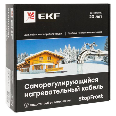 Кабель нагревательный саморег. 17Вт/м для обогрева трубопроводов StopFrost 8м EKF SF-17-8