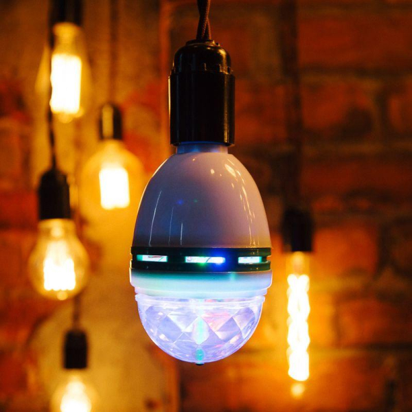 Лампа светодиодная "Диско" 3LED RGB 6Вт E27 220В 80х80х195мм NEON-NIGHT 601-253