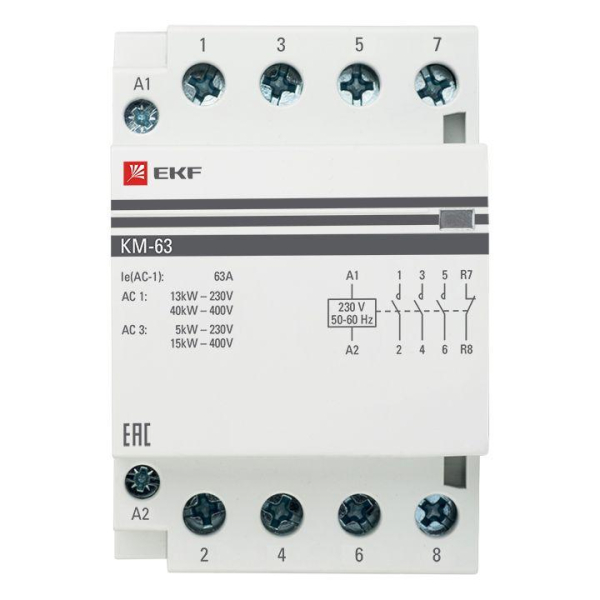 Контактор модульный КМ 63А 2NО+2NC (3 мод.) PROxima EKF km-3-63-22