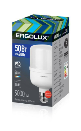 Лампа светодиодная LED-HW-50W-E40-6K PRO 50Вт E27/E40 6500К 150-260В Ergolux 14329