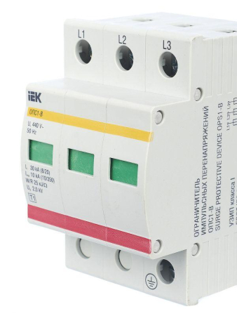 Ограничитель перенапряжения ОПС1-B 3P IEK MOP20-3-B
