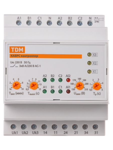 Контроллер автоматического ввода резерва с секционированием КАВРС 3Ф 230В АС на 2 ввода TDM