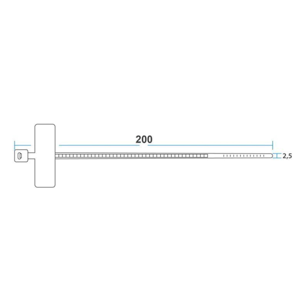 Хомут кабельный 2.5х200 нейл. под маркер бел. (уп.100шт) Rexant 07-0206