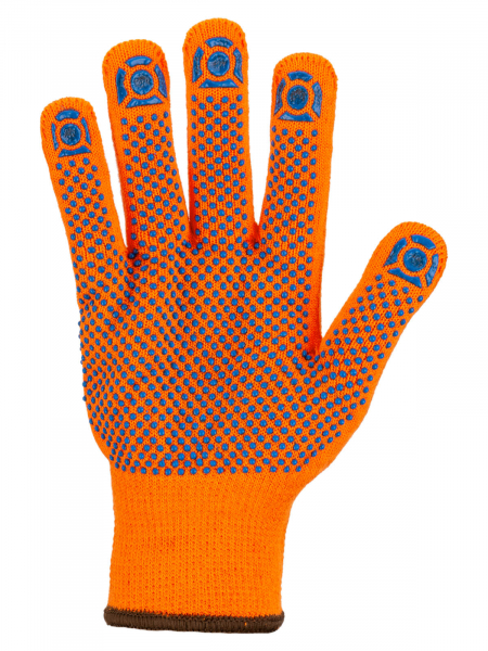 Перчатки плотной вязки акрил с ПВХ, "Точка", оранжевые, 9, 10 кл., 77-80 г, 1 пара, TDM
