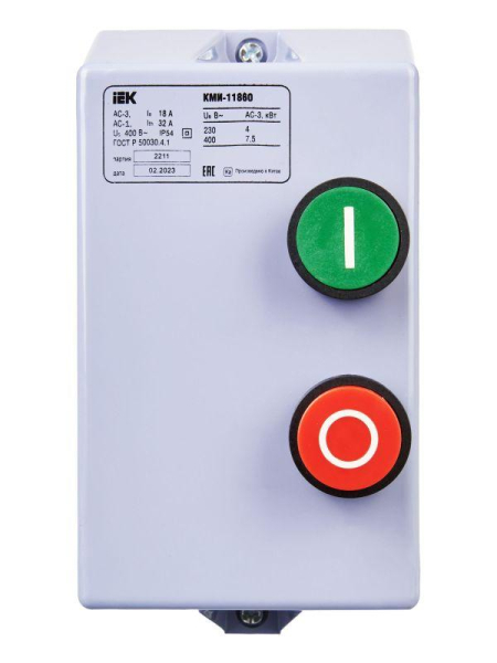 Контактор КМИ-11860 18А 380В/АС3 IP54 IEK KKM16-018-380-00