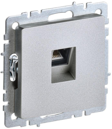 Розетка компьютерная СП RJ45 кат.5E BRITE РК10-БрА алюм. IEK BR-K10-1-K47