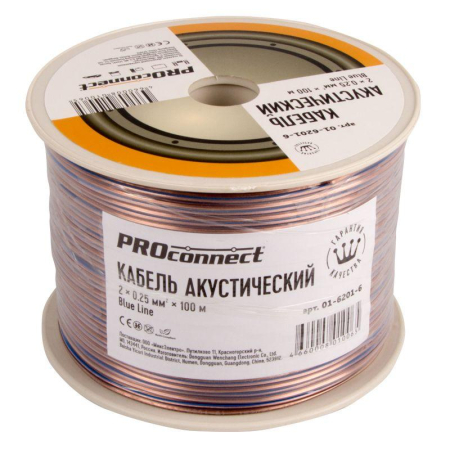 Кабель Stereo 2х0.25 BLUE LINE 100м (м) PROCONNECT 01-6201-6