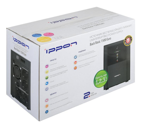 Источник бесперебойного питания Back Basic 1500 Euro 900Вт 1500В.А черн. IPPON 1108022
