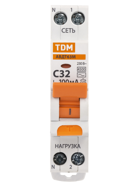АВДТ 63М 2P(1P+N) C32 100мА 4,5кА тип АС TDM