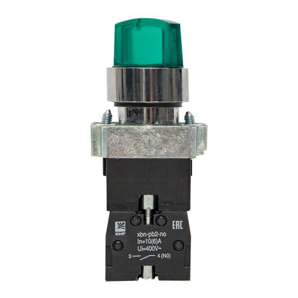 Переключатель BD21 2P с зел. подстветкой 24В NO PROxima EKF xb2-bk21-g-24