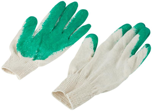 Перчатки вязаные с резиновой заливкой наладонника х/б 12470