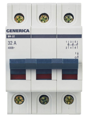 Выключатель нагрузки (мини-рубильник) 3п ВН-32 32А GENERICA MNV15-3-032