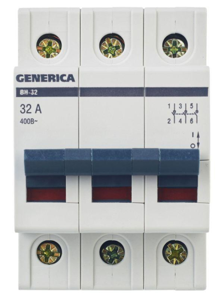 Выключатель нагрузки (мини-рубильник) 3п ВН-32 32А GENERICA MNV15-3-032