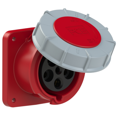 335-6fc PCE Розетка встраиваемая 63А/400V/3P+N+E/IP67, фланец 100x107