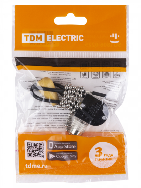 Сонетка-выключатель для бра с цепочкой 3А 250В металлик TDM