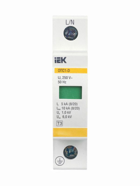 Ограничитель перенапряжения ОПС1-D 1P IEK MOP20-1-D